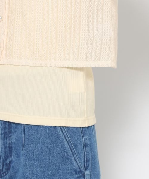 mysty woman（ミスティウーマン）の「ラッセルレースカーデタンクSET 192250（カーディガン/ボレロ・レディース・カーキ/ライトブルー/オフホワイト/ベージュ/マスタード・FREE）」の7枚目の写真