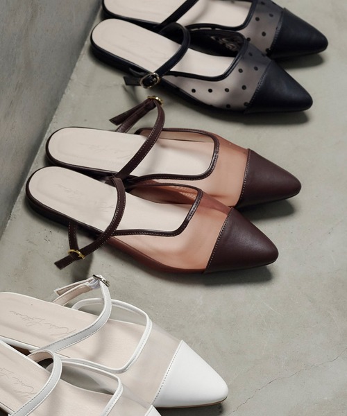 KOBE LETTUCE（コウベレタス）の「甲ストラップシアーミュール（パンプス・レディース・ブラック/ホワイト/ブラウン・L/LL/M/S）」の3枚目の写真