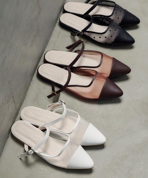 KOBE LETTUCE（コウベレタス）の「甲ストラップシアーミュール（パンプス・レディース・ブラック/ホワイト/ブラウン・L/LL/M/S）」の13枚目の写真