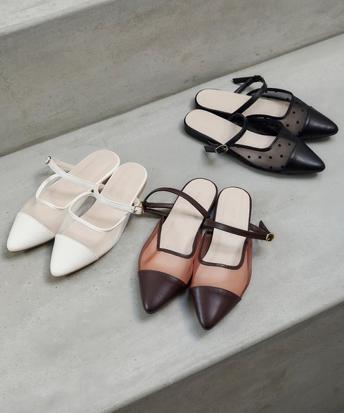 KOBE LETTUCE（コウベレタス）の「甲ストラップシアーミュール（パンプス・レディース・ブラック/ホワイト/ブラウン・L/LL/M/S）」の7枚目の写真