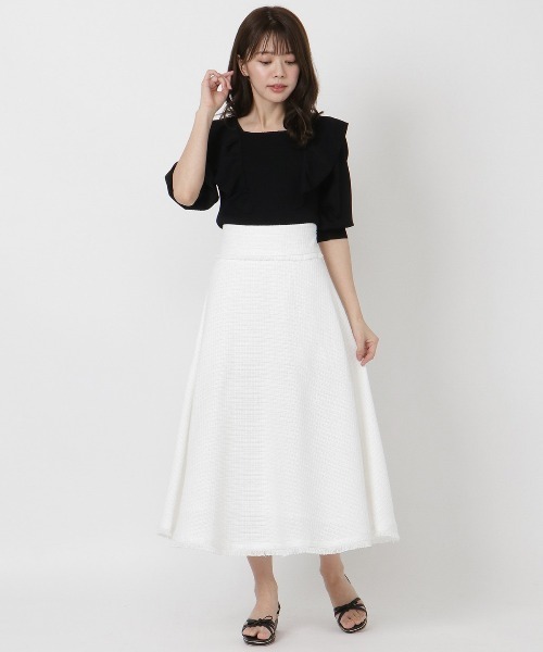 WILLSELECTION（ウィルセレクション）の「ラッフルスクエアニットプルオーバー（ニット/セーター・レディース・ブラック/サックスブルー/オフホワイト・MEDIUM）」の13枚目の写真