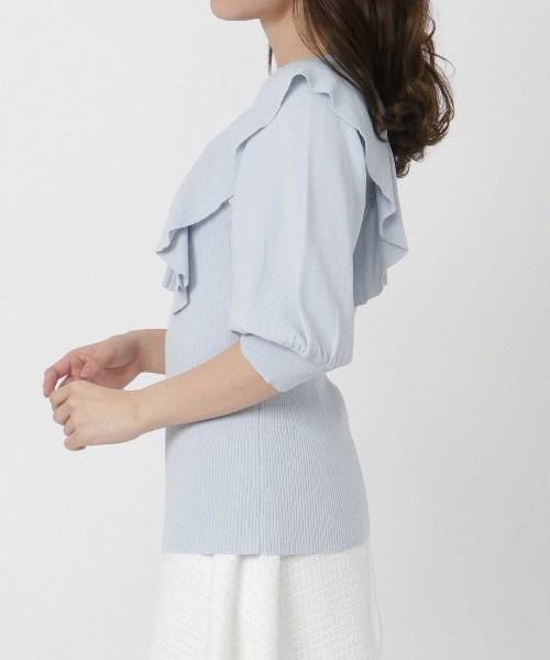 WILLSELECTION（ウィルセレクション）の「ラッフルスクエアニットプルオーバー（ニット/セーター・レディース・ブラック/サックスブルー/オフホワイト・MEDIUM）」の15枚目の写真