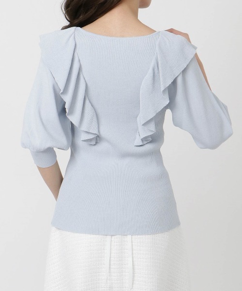 WILLSELECTION（ウィルセレクション）の「ラッフルスクエアニットプルオーバー（ニット/セーター・レディース・ブラック/サックスブルー/オフホワイト・MEDIUM）」の16枚目の写真