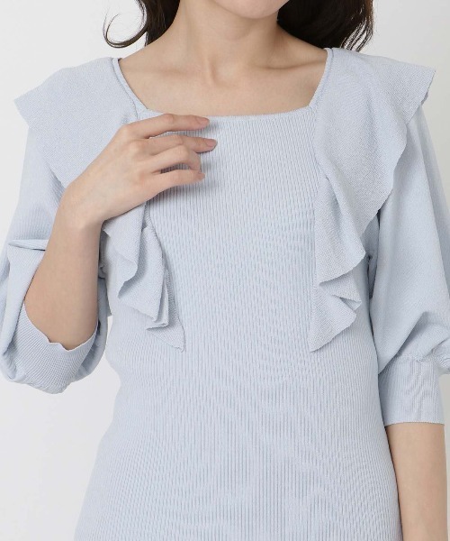 WILLSELECTION（ウィルセレクション）の「ラッフルスクエアニットプルオーバー（ニット/セーター・レディース・ブラック/サックスブルー/オフホワイト・MEDIUM）」の17枚目の写真