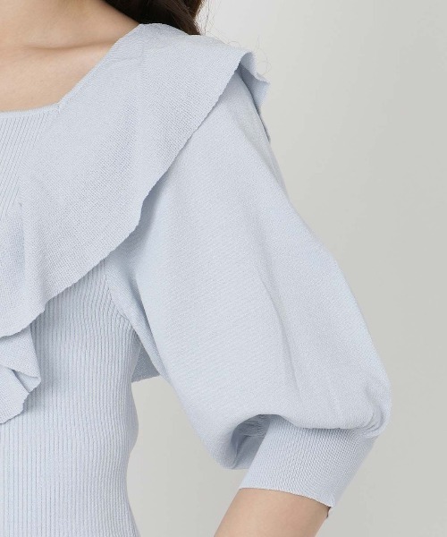 WILLSELECTION（ウィルセレクション）の「ラッフルスクエアニットプルオーバー（ニット/セーター・レディース・ブラック/サックスブルー/オフホワイト・MEDIUM）」の18枚目の写真