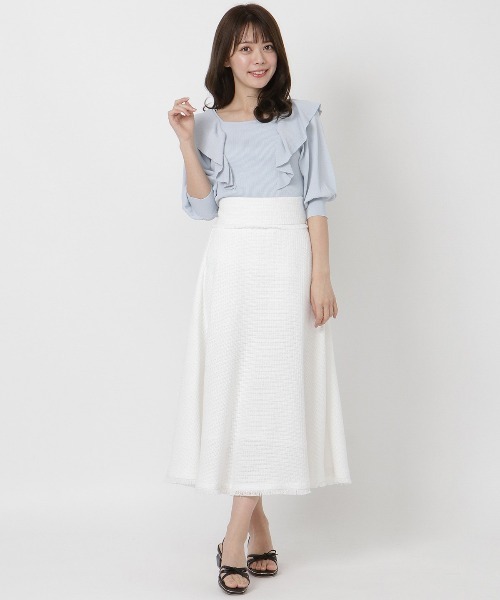 WILLSELECTION（ウィルセレクション）の「ラッフルスクエアニットプルオーバー（ニット/セーター・レディース・ブラック/サックスブルー/オフホワイト・MEDIUM）」の19枚目の写真