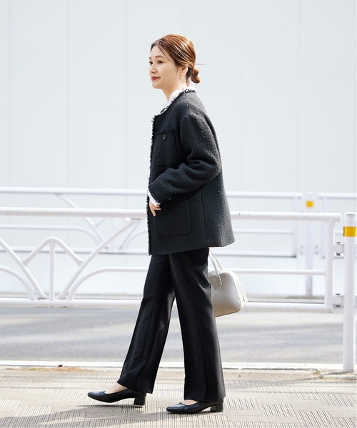 JOURNAL STANDARD(ジャーナルスタンダード)の「《追加5》ツイードジャケット(ノーカラージャケット・レディース・ブラック・FREE)」の3枚目の写真