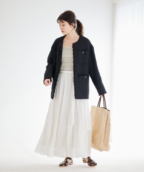 JOURNAL STANDARD(ジャーナルスタンダード)の「《追加5》ツイードジャケット(ノーカラージャケット・レディース・ブラック・FREE)」の7枚目の写真