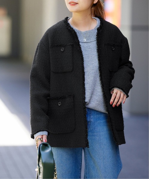 JOURNAL STANDARD(ジャーナルスタンダード)の「《追加5》ツイードジャケット(ノーカラージャケット・レディース・ブラック・FREE)」の16枚目の写真