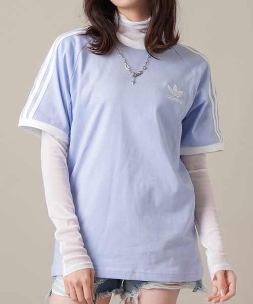 adidas（アディダス）の「【adidas / アディダス】ワンポイントロゴ アディカラー クラシックス3ストライプス 半袖Tシャツ（Tシャツ/カットソー・レディース・ブラック/ホワイト/グリーン/ネイビー/オリーブ/ブルー/イエロー/ベージュ・L/M）」の7枚目の写真