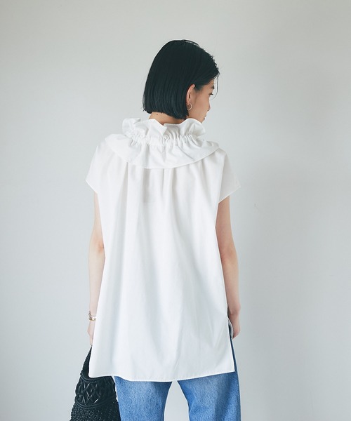RIVE DROITE（リヴドロワ）の「フレンチフリルカラーブラウス（シャツ/ブラウス・レディース・ネイビー/ホワイト/カーキ・FREE）」の18枚目の写真