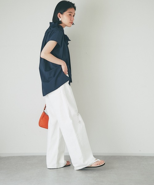 RIVE DROITE（リヴドロワ）の「フレンチフリルカラーブラウス（シャツ/ブラウス・レディース・ネイビー/ホワイト/カーキ・FREE）」の19枚目の写真