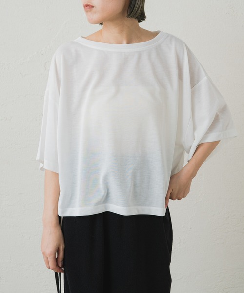 Omekashi（オメカシ）の「【earthy_ 】シアークロップドトップス（Tシャツ/カットソー・レディース・ブラック/ミント/オフホワイト・FREE）」の4枚目の写真