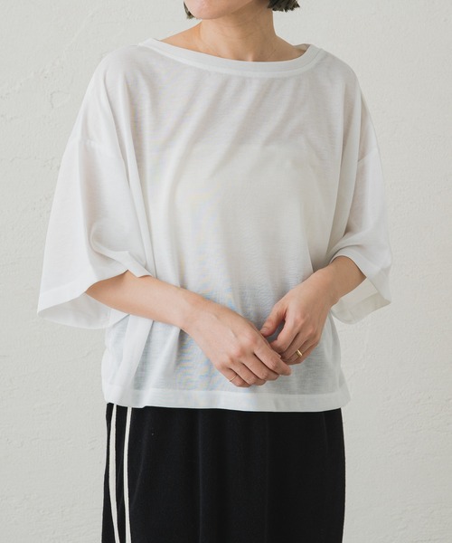 Omekashi（オメカシ）の「【earthy_ 】シアークロップドトップス（Tシャツ/カットソー・レディース・ブラック/ミント/オフホワイト・FREE）」の5枚目の写真
