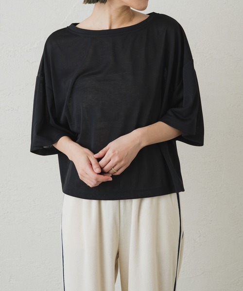 Omekashi（オメカシ）の「【earthy_ 】シアークロップドトップス（Tシャツ/カットソー・レディース・ブラック/ミント/オフホワイト・FREE）」の21枚目の写真