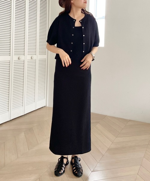 LOWRYS FARM（ローリーズファーム）の「２ＷＡＹカーディガン＊キャミワンピース２Ｐ　193234（ワンピース・レディース・ブラック/ブラウン/アイボリー・FREE）」の2枚目の写真