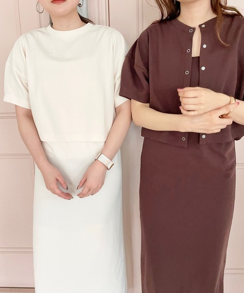 LOWRYS FARM（ローリーズファーム）の「２ＷＡＹカーディガン＊キャミワンピース２Ｐ　193234（ワンピース・レディース・ブラック/ブラウン/アイボリー・FREE）」の6枚目の写真