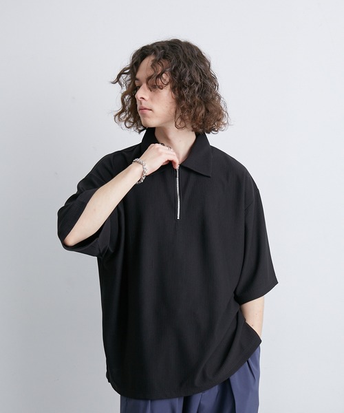 JUNRED（ジュンレッド）の「プリーツハーフジッププルオーバー（Tシャツ/カットソー・メンズ・ホワイト/ブラック/ライトグレー・S/M/L）」の12枚目の写真