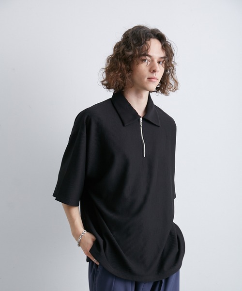 JUNRED（ジュンレッド）の「プリーツハーフジッププルオーバー（Tシャツ/カットソー・メンズ・ホワイト/ブラック/ライトグレー・S/M/L）」の16枚目の写真