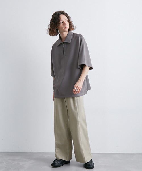 JUNRED（ジュンレッド）の「プリーツハーフジッププルオーバー（Tシャツ/カットソー・メンズ・ホワイト/ブラック/ライトグレー・S/M/L）」の13枚目の写真