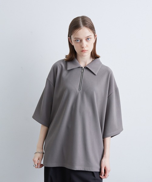 JUNRED（ジュンレッド）の「プリーツハーフジッププルオーバー（Tシャツ/カットソー・メンズ・ホワイト/ブラック/ライトグレー・S/M/L）」の10枚目の写真