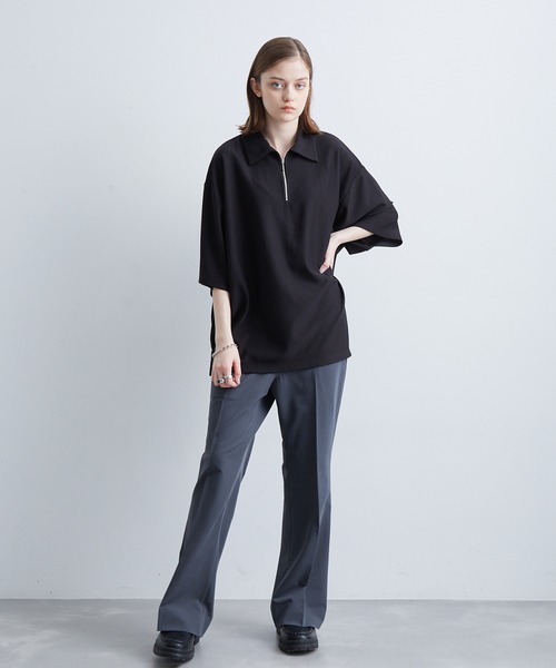 JUNRED（ジュンレッド）の「プリーツハーフジッププルオーバー（Tシャツ/カットソー・メンズ・ホワイト/ブラック/ライトグレー・S/M/L）」の14枚目の写真