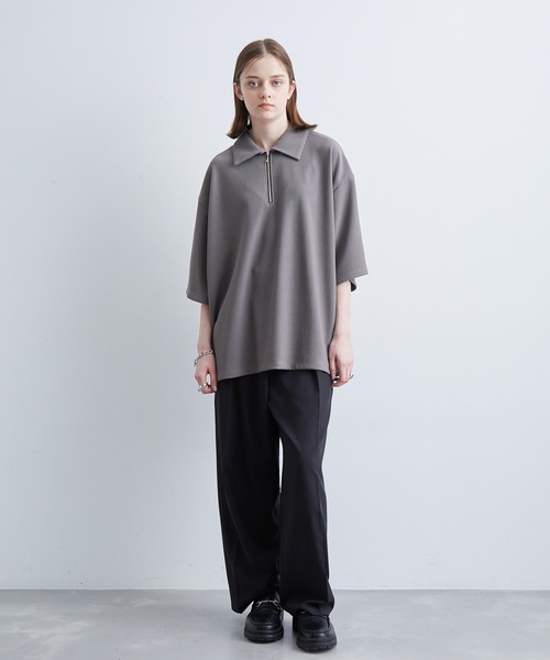 JUNRED（ジュンレッド）の「プリーツハーフジッププルオーバー（Tシャツ/カットソー・メンズ・ホワイト/ブラック/ライトグレー・S/M/L）」の18枚目の写真