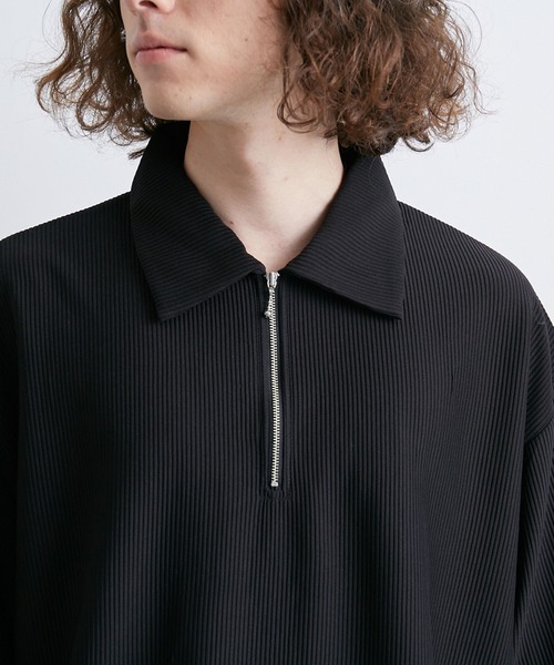 JUNRED（ジュンレッド）の「プリーツハーフジッププルオーバー（Tシャツ/カットソー・メンズ・ホワイト/ブラック/ライトグレー・S/M/L）」の11枚目の写真