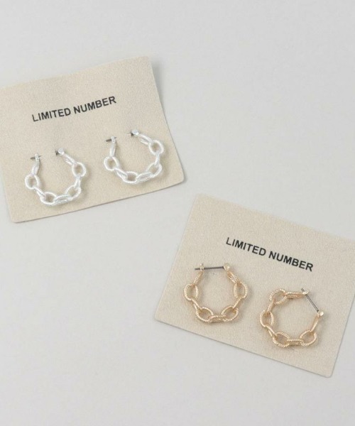 BIRTHDAY BAR（バースデイバー）の「【LIMITED NUMBER】ヴィンテージライク チェーンサークル  フープピアス（ピアス（両耳用）・レディース・シルバー/ゴールド・フリー）」の7枚目の写真