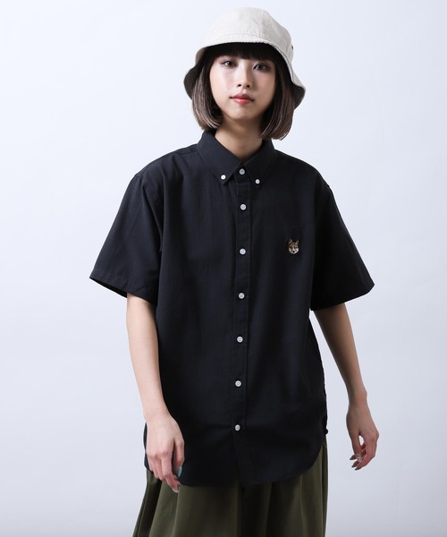 ZIP FIVE（ジップファイブ）の「【ZIP FIVE】 動物 刺繍 オックスフォード ボタンダウン ワンポイント 半袖 シャツ 猫 / 柴犬 / キツネ / タヌキ（シャツ/ブラウス・レディース・ブラック系2/ブラック系1/ネイビー系2/サックスブルー系2/サックスブルー系/ホワイト系1/ホワイト/ネイビー/ブラック系/サックスブルー系1/ブラック/ネイビー系1/サックスブルー/ホワイト系/ホワイト系2/ネイビー系/ホワイト系3/サックスブルー系3・LARGE/MEDIUM/SMALL/X-LARGE）」の10枚目の写真