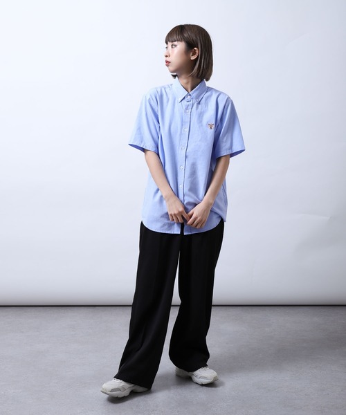 ZIP FIVE（ジップファイブ）の「【ZIP FIVE】 動物 刺繍 オックスフォード ボタンダウン ワンポイント 半袖 シャツ 猫 / 柴犬 / キツネ / タヌキ（シャツ/ブラウス・レディース・ブラック系2/ブラック系1/ネイビー系2/サックスブルー系2/サックスブルー系/ホワイト系1/ホワイト/ネイビー/ブラック系/サックスブルー系1/ブラック/ネイビー系1/サックスブルー/ホワイト系/ホワイト系2/ネイビー系/ホワイト系3/サックスブルー系3・LARGE/MEDIUM/SMALL/X-LARGE）」の20枚目の写真