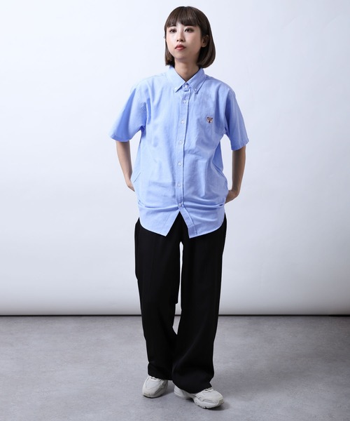 ZIP FIVE（ジップファイブ）の「【ZIP FIVE】 動物 刺繍 オックスフォード ボタンダウン ワンポイント 半袖 シャツ 猫 / 柴犬 / キツネ / タヌキ（シャツ/ブラウス・レディース・ブラック系2/ブラック系1/ネイビー系2/サックスブルー系2/サックスブルー系/ホワイト系1/ホワイト/ネイビー/ブラック系/サックスブルー系1/ブラック/ネイビー系1/サックスブルー/ホワイト系/ホワイト系2/ネイビー系/ホワイト系3/サックスブルー系3・LARGE/MEDIUM/SMALL/X-LARGE）」の21枚目の写真