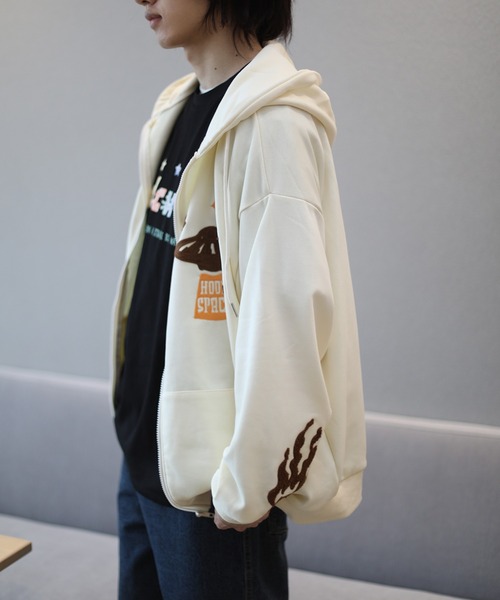 HOOK（フック）の「HOOK -original- 個性派宇宙サガラ刺繍前開きジップパーカー（パーカー・メンズ・ネイビー/ライトベージュ・M/XL/L）」の21枚目の写真