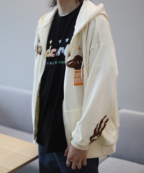 HOOK（フック）の「HOOK -original- 個性派宇宙サガラ刺繍前開きジップパーカー（パーカー・メンズ・ネイビー/ライトベージュ・M/XL/L）」の20枚目の写真
