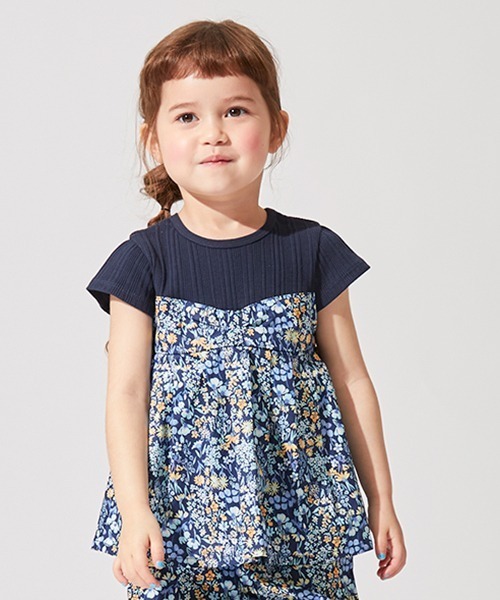 petit main(プティマイン)の「【リンク】水彩花ドッキングT(Tシャツ/カットソー・キッズ・ピンク/ブルー・130cm/90cm/110cm/80cm/100cm/120cm)」の12枚目の写真