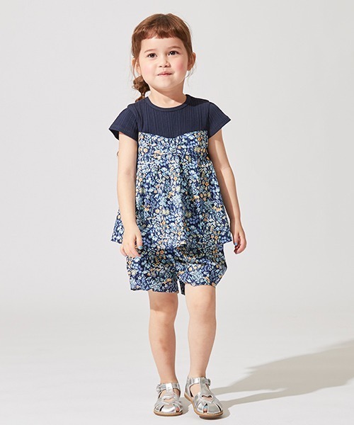 petit main(プティマイン)の「【リンク】水彩花ドッキングT(Tシャツ/カットソー・キッズ・ピンク/ブルー・130cm/90cm/110cm/80cm/100cm/120cm)」の15枚目の写真