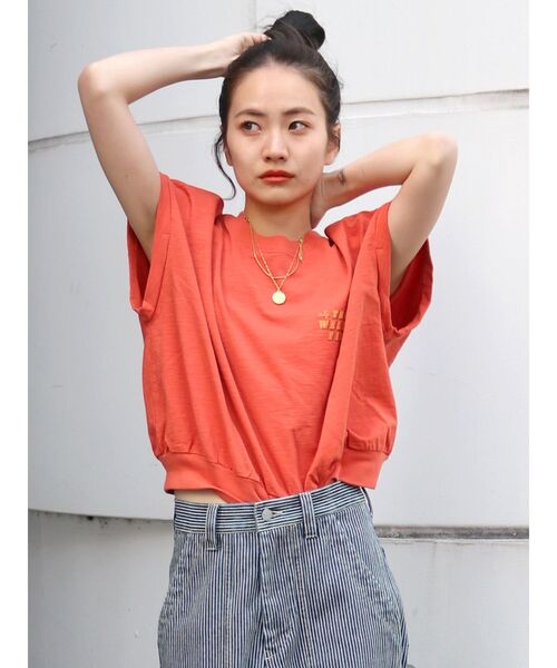 Ungrid（アングリッド）の「ノースリショートロゴタンクトップ（Tシャツ/カットソー・レディース・ネイビー/オフホワイト/オレンジ/イエロー・FREE）」の18枚目の写真