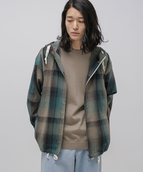 NANO universe（ナノユニバース）の「LB.03/ウォッシャブルリネンチェックベンチレーションマリンパーカー（マウンテンパーカー・メンズ・キナリ/グリーン・L/M/S）」の7枚目の写真