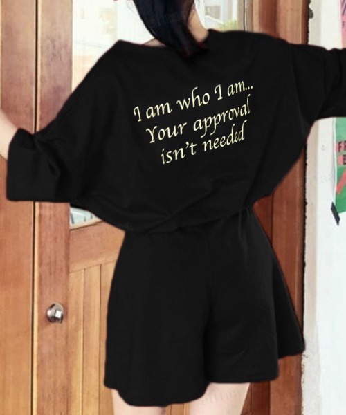 Dalfwin（ダールフィン）の「韓国ファッション MERCYロゴ半袖セットアップ 半袖トップス×ショートパンツ上下セット（ルームウェア/パジャマ・レディース・オートミール/ブラック・FREE）」の5枚目の写真