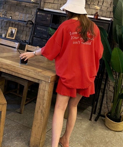 Dalfwin（ダールフィン）の「韓国ファッション MERCYロゴ半袖セットアップ 半袖トップス×ショートパンツ上下セット（ルームウェア/パジャマ・レディース・オートミール/ブラック・FREE）」の15枚目の写真