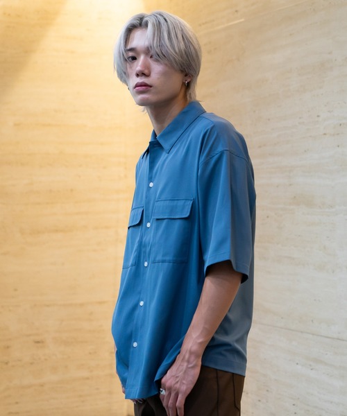 UNIIT(ユニット)の「【UNIIT/ユニット】 ポリエステルツイル ダブルフラップポケット オーバーサイズシャツ ビッグシルエット セットアップ対応可能アイテム イージーケア 吸水速乾性(シャツ/ブラウス・メンズ・ブルー系その他/ブラック・MEDIUM/LARGE)」の3枚目の写真