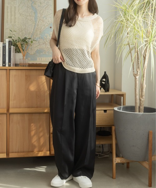 Ada.（エイダ）の「年末年始だけの特別プライス！今なら490円！ メッシュトップス・ニット（タンクトップ・レディース・ベージュ/オレンジ/ブラック/グリーン・FREE）」の9枚目の写真
