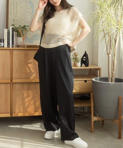 Ada.（エイダ）の「年末年始だけの特別プライス！今なら490円！ メッシュトップス・ニット（タンクトップ・レディース・ベージュ/オレンジ/ブラック/グリーン・FREE）」の10枚目の写真