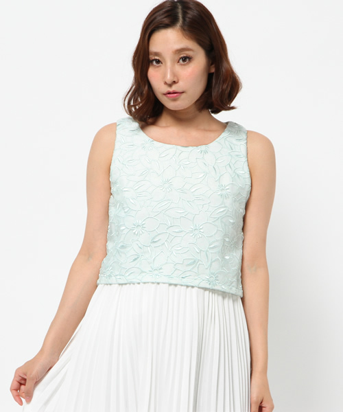 OUTLET（アウトレット）の「【Delyle noir】フラワーオーガンジー刺繍ショート（シャツ/ブラウス・レディース・サックスブルー/ブラック・FREE）」の2枚目の写真