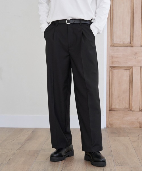 JULLIN(ユリン)の「【JULLIN】 loose centerpress widepants / ルーズセンタープレスワイドパンツ(スラックス・メンズ・ブラック/ブラウン・S/M/L)」の3枚目の写真