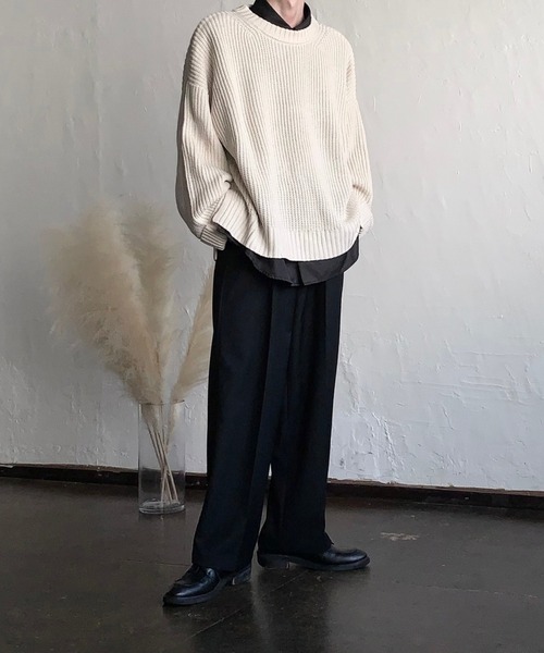 JULLIN(ユリン)の「【JULLIN】 loose centerpress widepants / ルーズセンタープレスワイドパンツ(スラックス・メンズ・ブラック/ブラウン・S/M/L)」の21枚目の写真