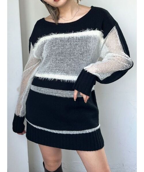 EMODA(エモダ)の「メッシュルーズニット(ニット/セーター・レディース・ホワイト/ブラック/その他・FREE)」の3枚目の写真