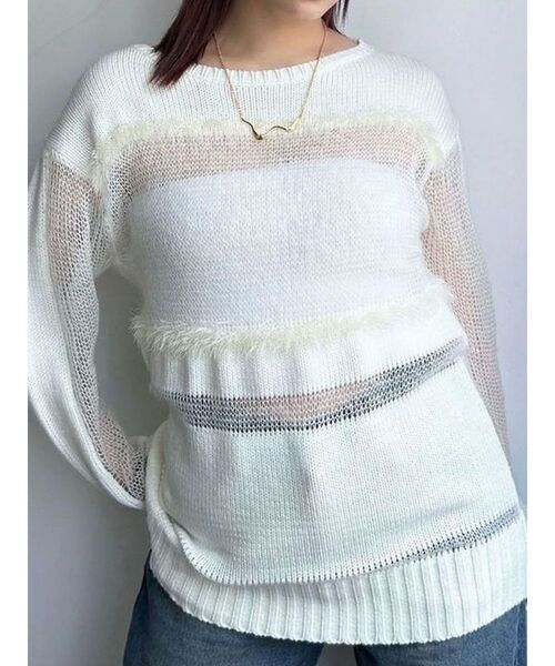 EMODA(エモダ)の「メッシュルーズニット(ニット/セーター・レディース・ホワイト/ブラック/その他・FREE)」の4枚目の写真