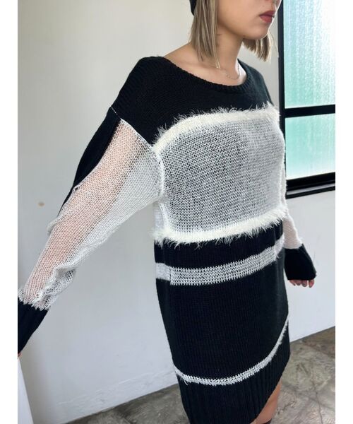 EMODA(エモダ)の「メッシュルーズニット(ニット/セーター・レディース・ホワイト/ブラック/その他・FREE)」の5枚目の写真