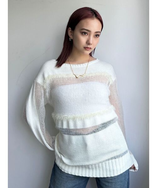 EMODA(エモダ)の「メッシュルーズニット(ニット/セーター・レディース・ホワイト/ブラック/その他・FREE)」の12枚目の写真